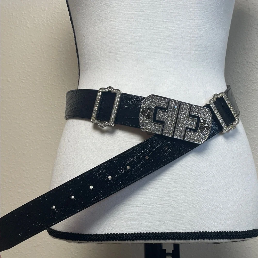 NEW Black Belt with Crystal Embellished Buckle
